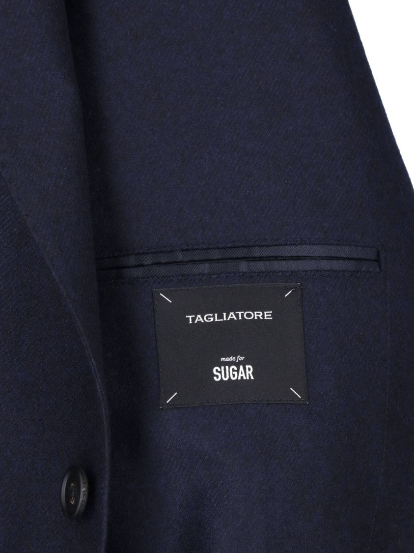 Tagliatore Blue Single-Breasted Virgin Wool Blazer