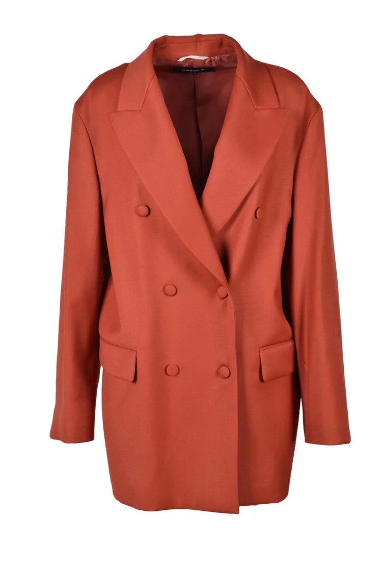 Rochas Double-Breasted Blazer Jacket - Rust