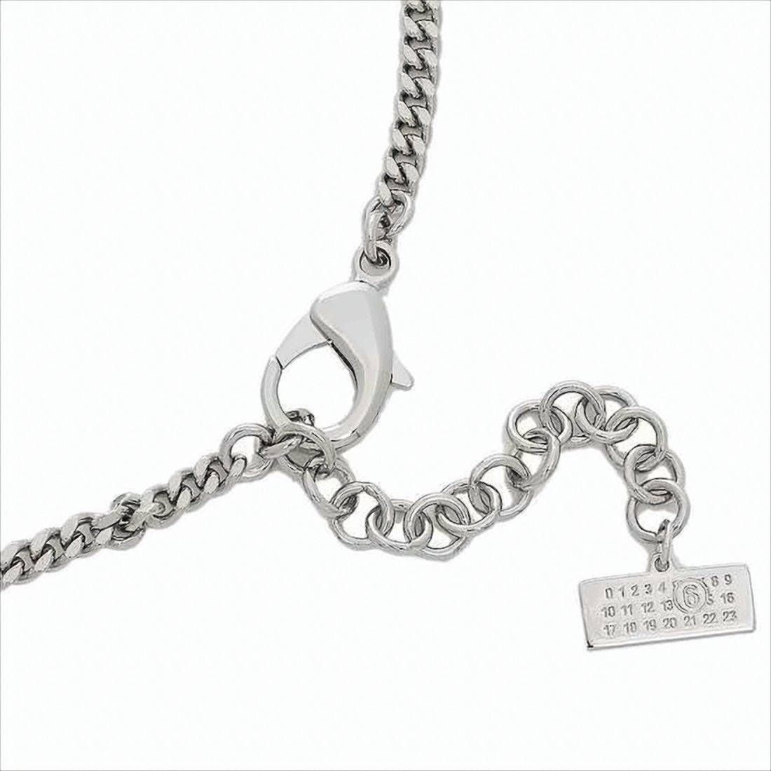 Mm6 By Maison Margiela Wide Metallic Pendant Necklace With Chain Design