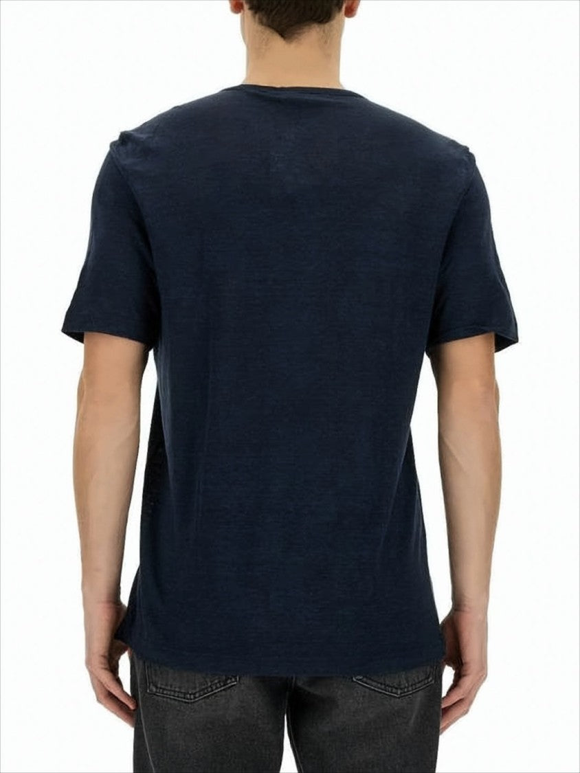 Lardini Relaxed Fit Dark Navy Linen T-Shirt