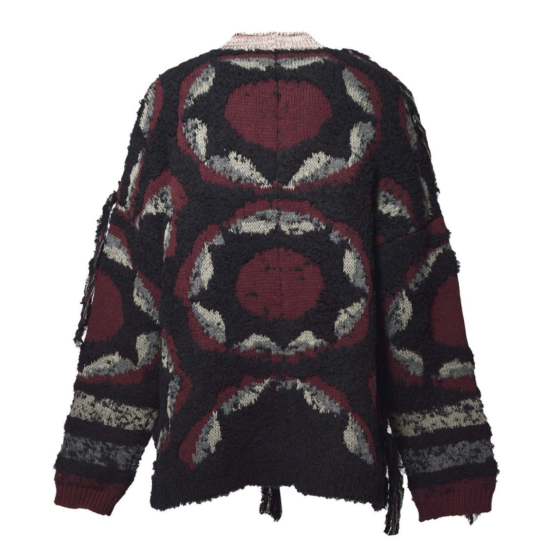 Etro Multicolor Wool Jacquard Cardigan With Fringes