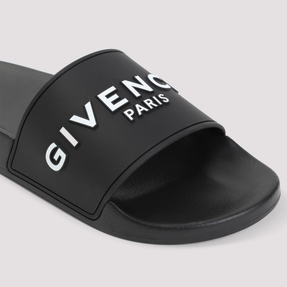 Givenchy Black Polyurethane Slide Flat Sandals