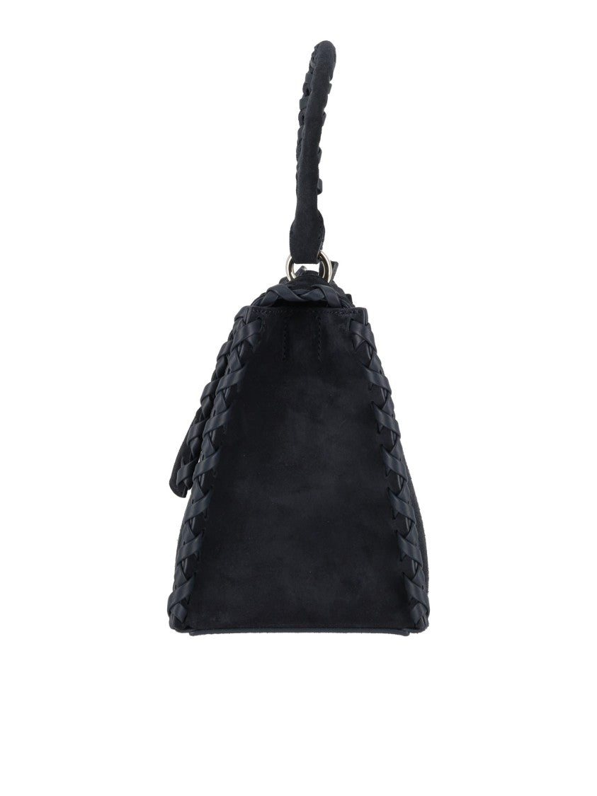 Claudio Orciani Black Sveva S Peach Cross Braided Shoulder Bag
