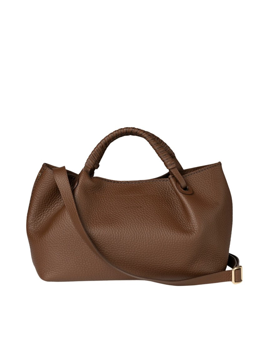 Visona` Queen Brown Textured Leather Handbag