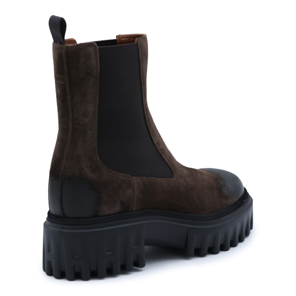 Hogan Brown Used-Effect Leather Ankle Boots