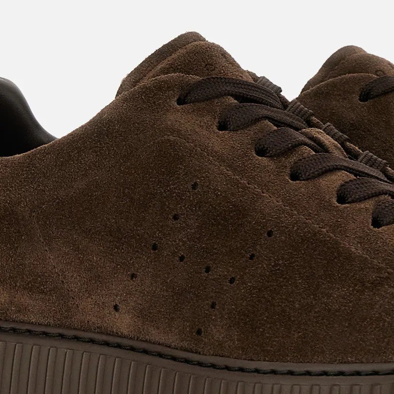 Hogan Brown Suede Perforated Ribbed Sole Sneakers