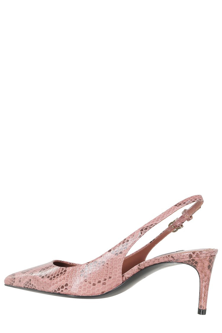 Dolce & Gabbana Pink Slingback Python Leather Sole High Heel Leather Pumps