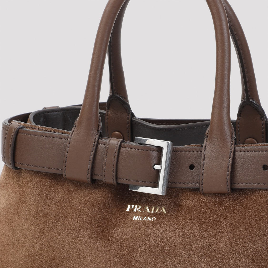 Prada Structured Brown Calf Leather Handbag