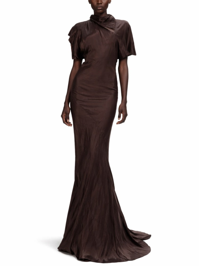 Rick Owens Seb Gown Cupro Asymmetrical Evening Dress