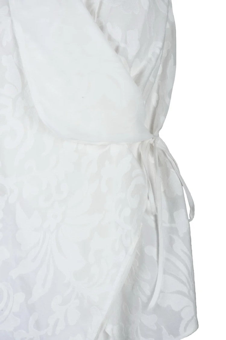Collection Privee? Floral Jacquard Detail Sleeveless White Vest
