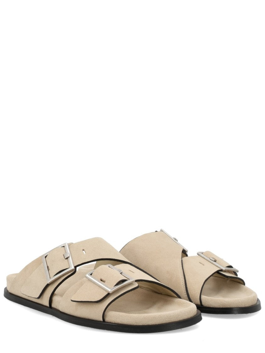 Alohas Alba Silver Buckles Slide Sandals