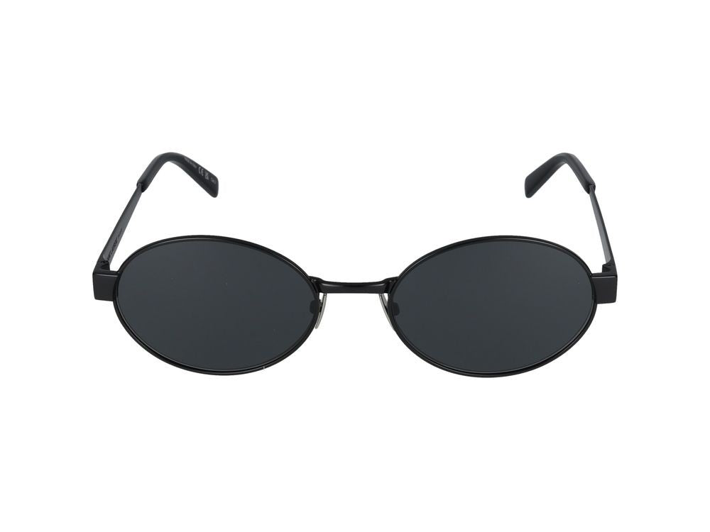 Saint Laurent Black Round Frame Metal Sunglasses