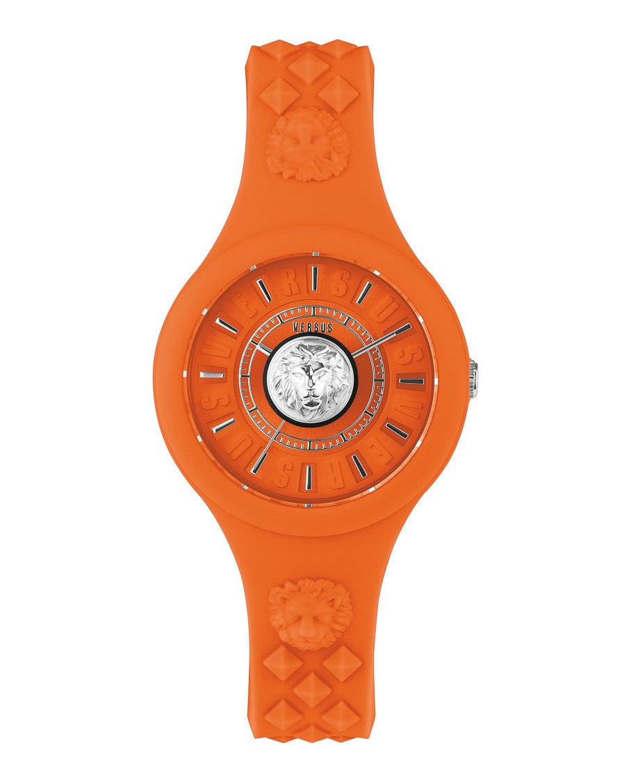 Versus Versace Vibrant Orange Silicone Watch With Enamel Dial