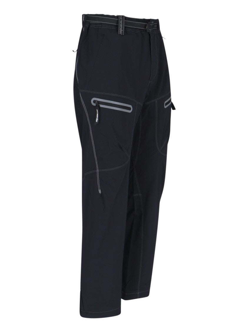And Wander Streamlined Black Trousers With Zippered Pockets