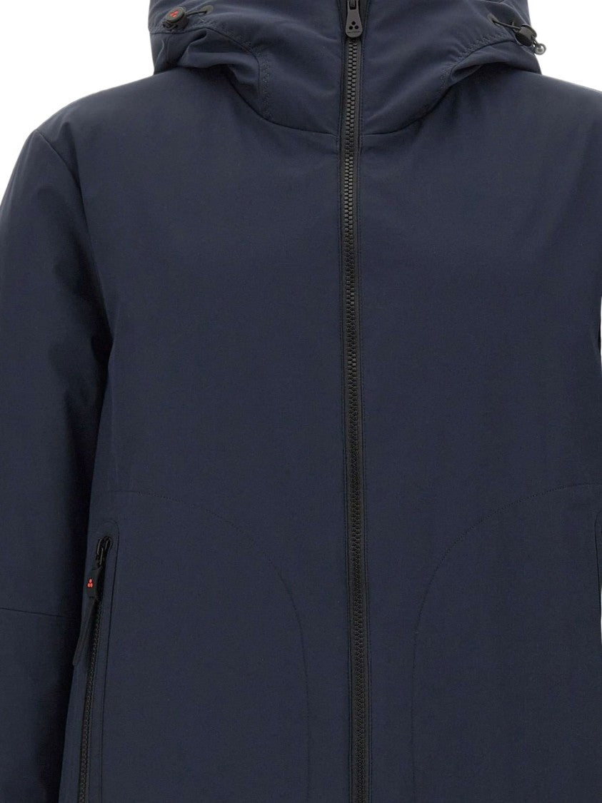 Peuterey Minimalist Blue Parka With Logo Patch And Padded Structure