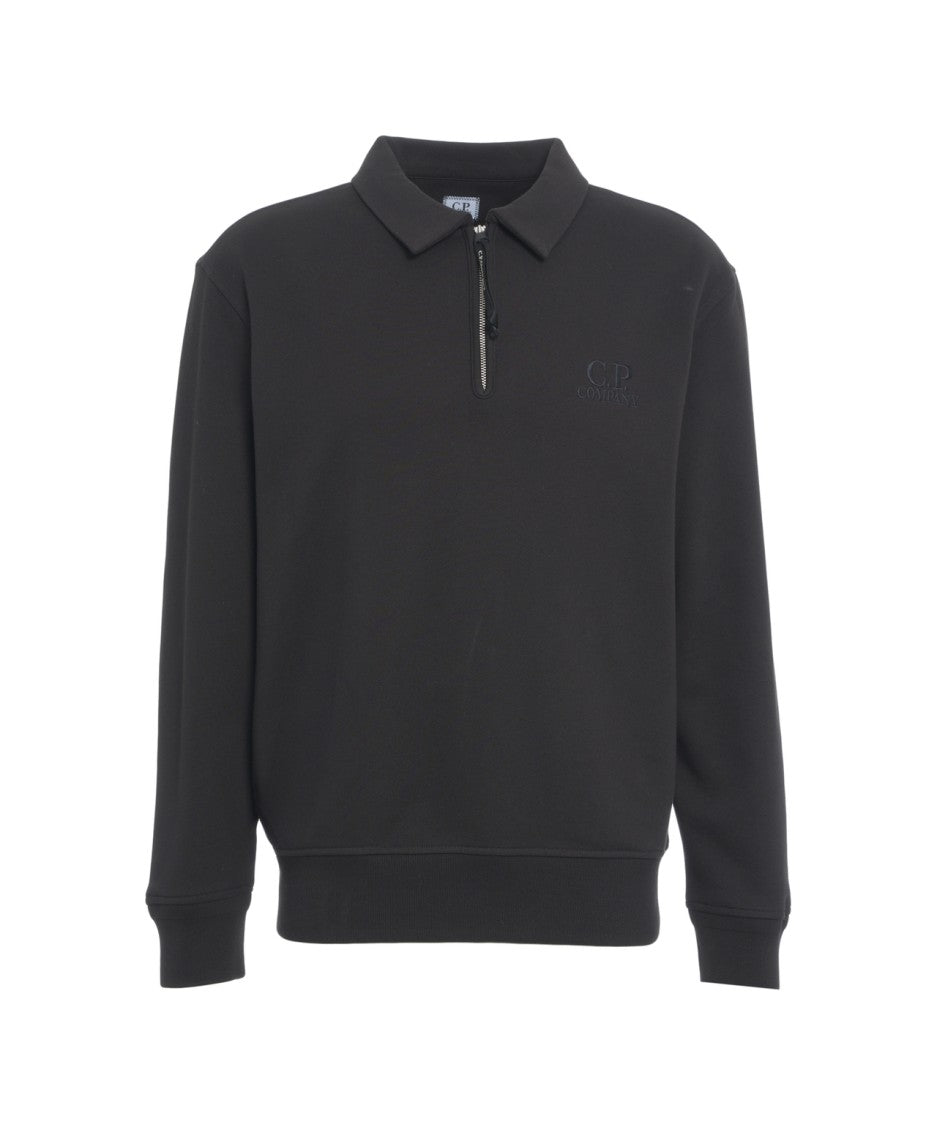 C.P. Company Polo-Collar Half-Zip Sweatshirt With Ribbed Details