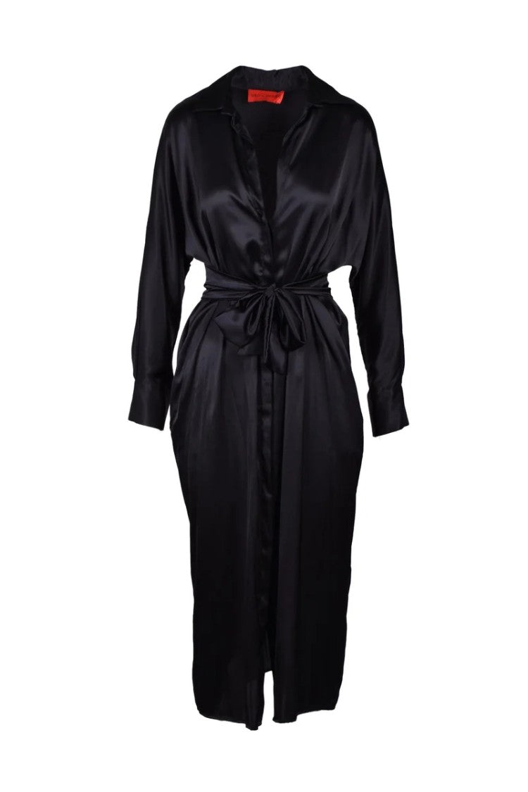 Wild Cashmere Silk Chemise Dress - Black