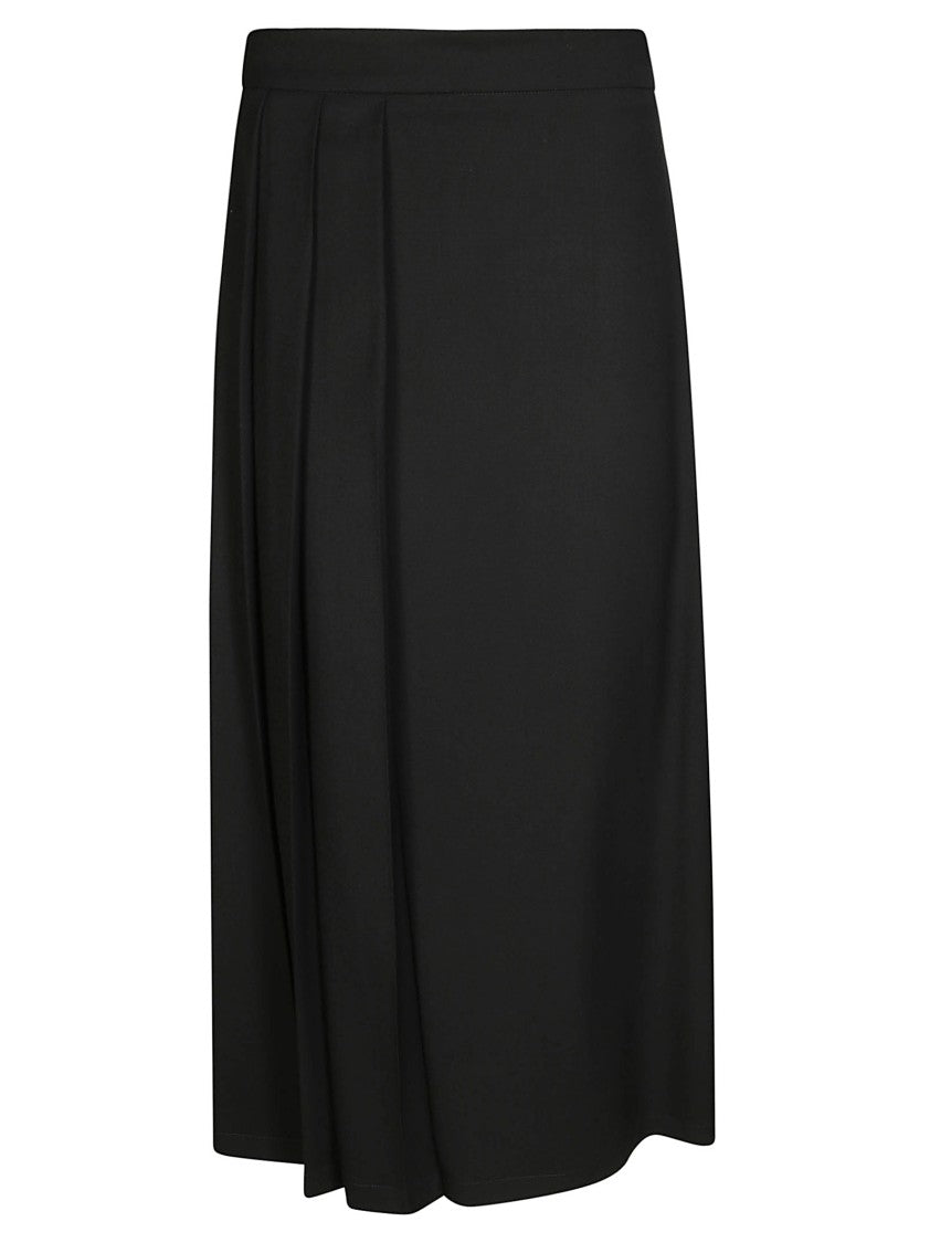 Parosh Black Pleated Midi Skirt