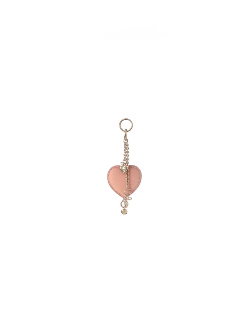 Chloé Pink Symbols Heart Leather Keyring