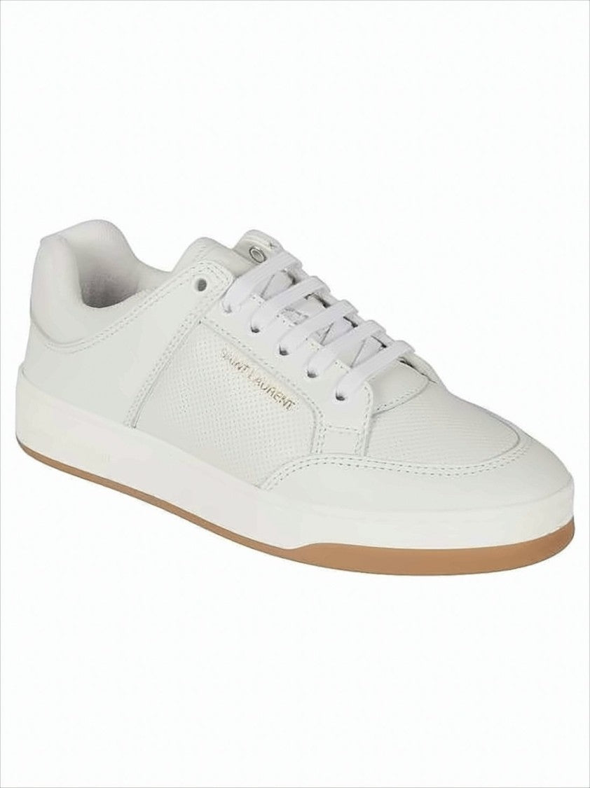 Saint Laurent Smooth Calf Leather Low-Top Sneakers With Embossed Detailing