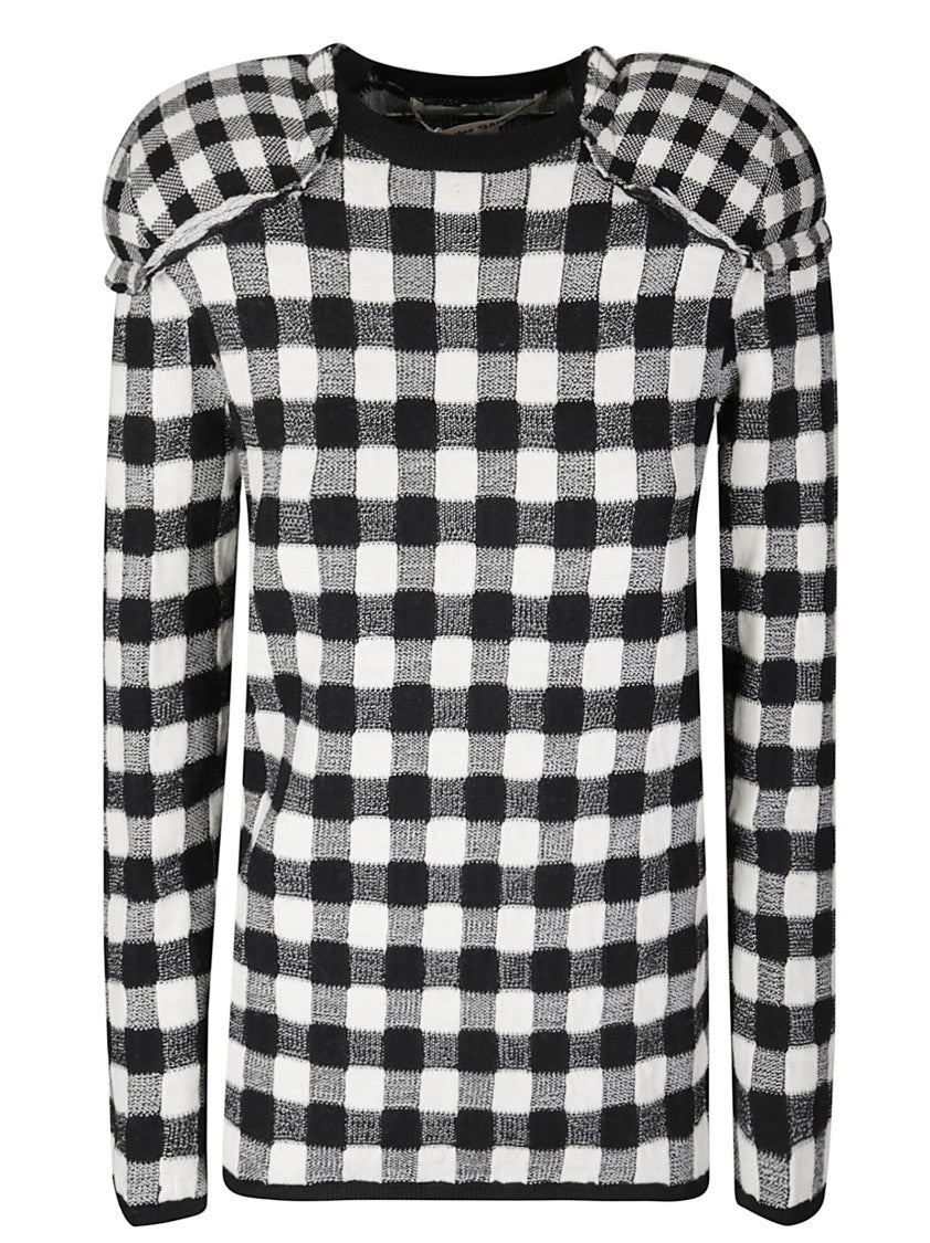 Comme Des Garçons Wool Sweater With Textured Square Embroidery