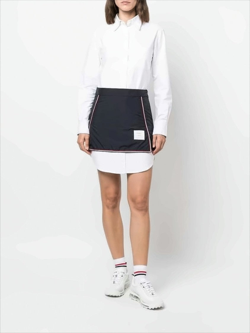 Thom Browne Structured Black Midi Skirt With Contrasting Piping