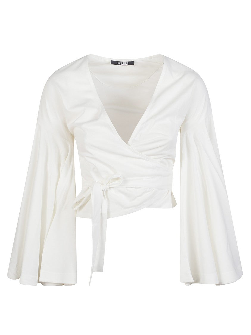 Jacquemus White Wrap Design Cotton Top