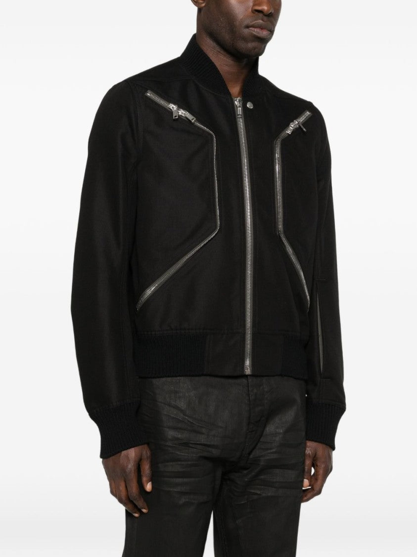 Rick Owens Ribbed Hem Jacket With Distinctive Zip Pockets