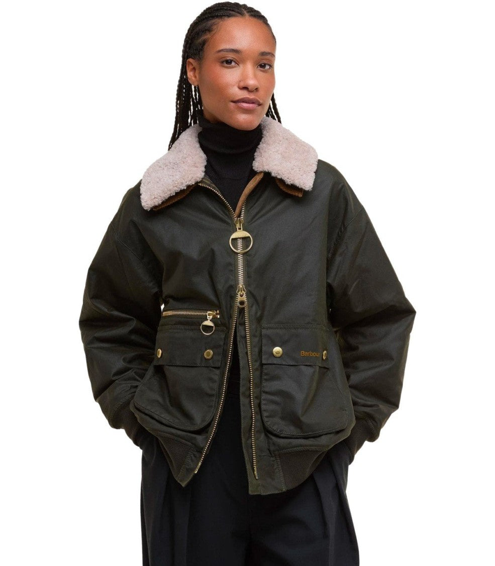 Barbour Maxine Wax Olive Green Jacket