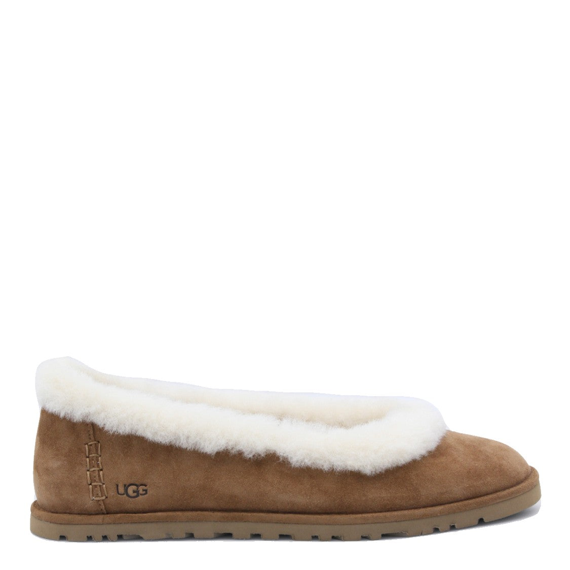 Ugg Suede Flat Shoes With Plush Lining
