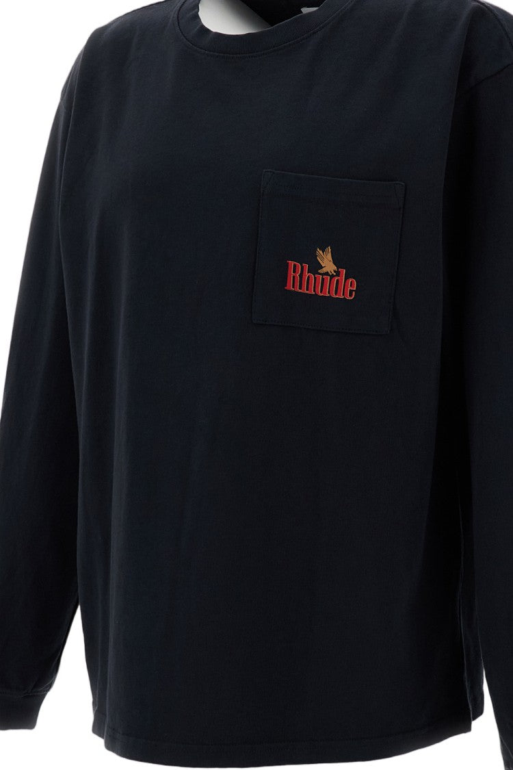 Rhude Black American Spirit Pocket Long Sleeve T-Shirt