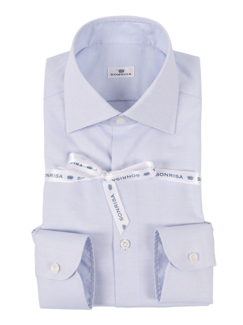 Sonrisa Light Blue Micro Check Casual Shirt