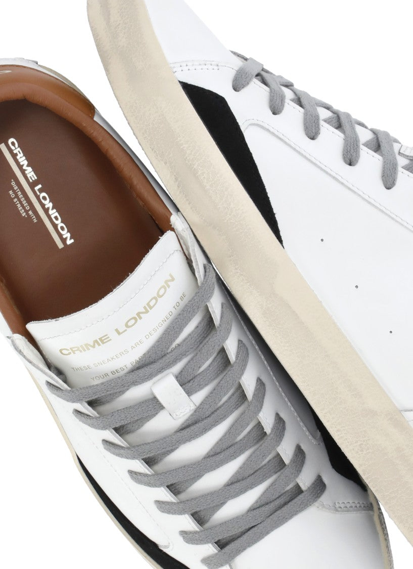 Crime London White Distressed Used Effect Sneakers