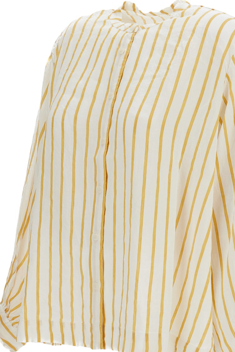 Casey & Casey Beige Striped Linen-Blend Shirt