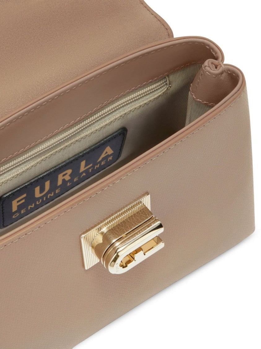 Furla Textured Leather Handbag With Twist-Lock Closure