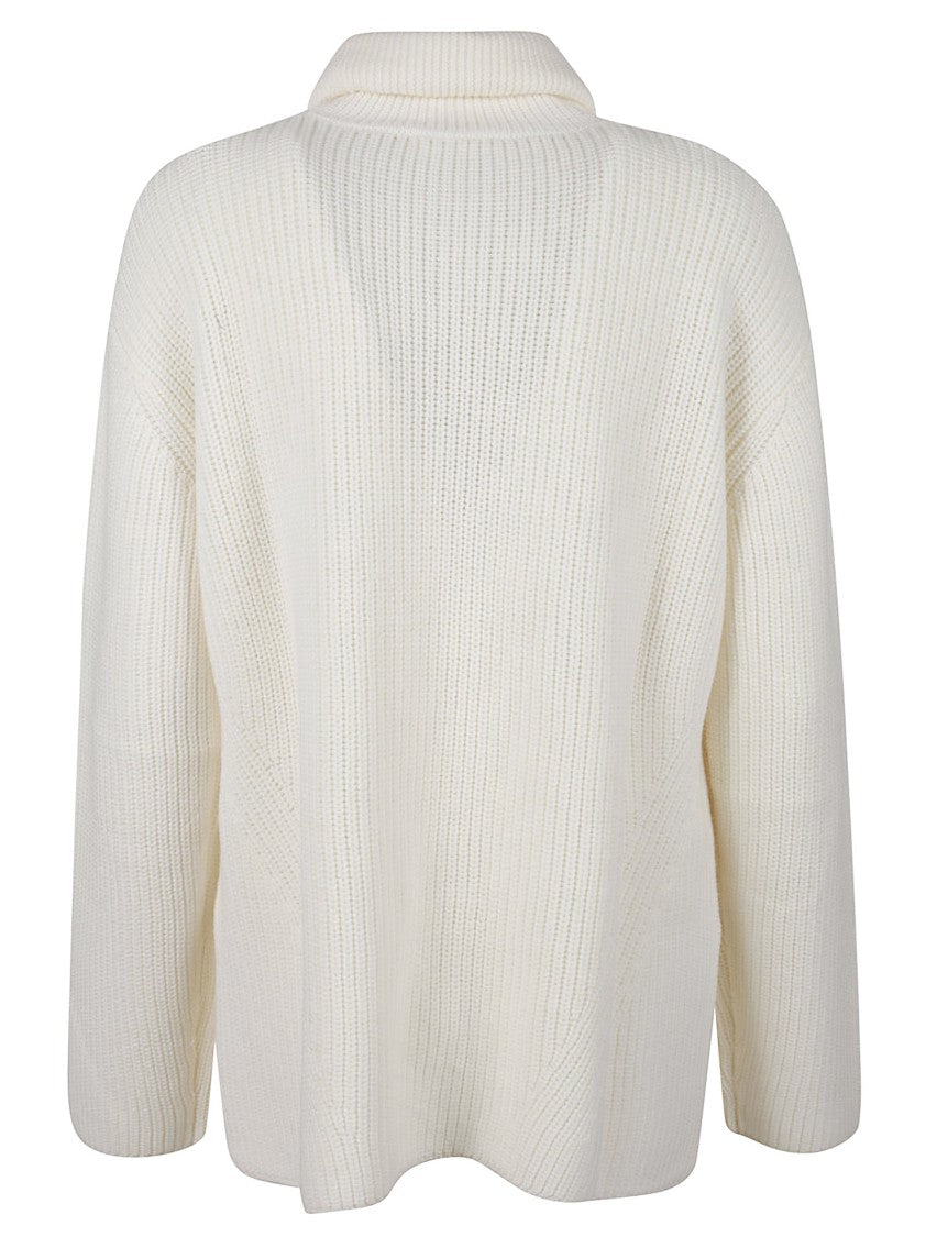 Parosh Ribbed Knit Sweater With Floral Embroidery