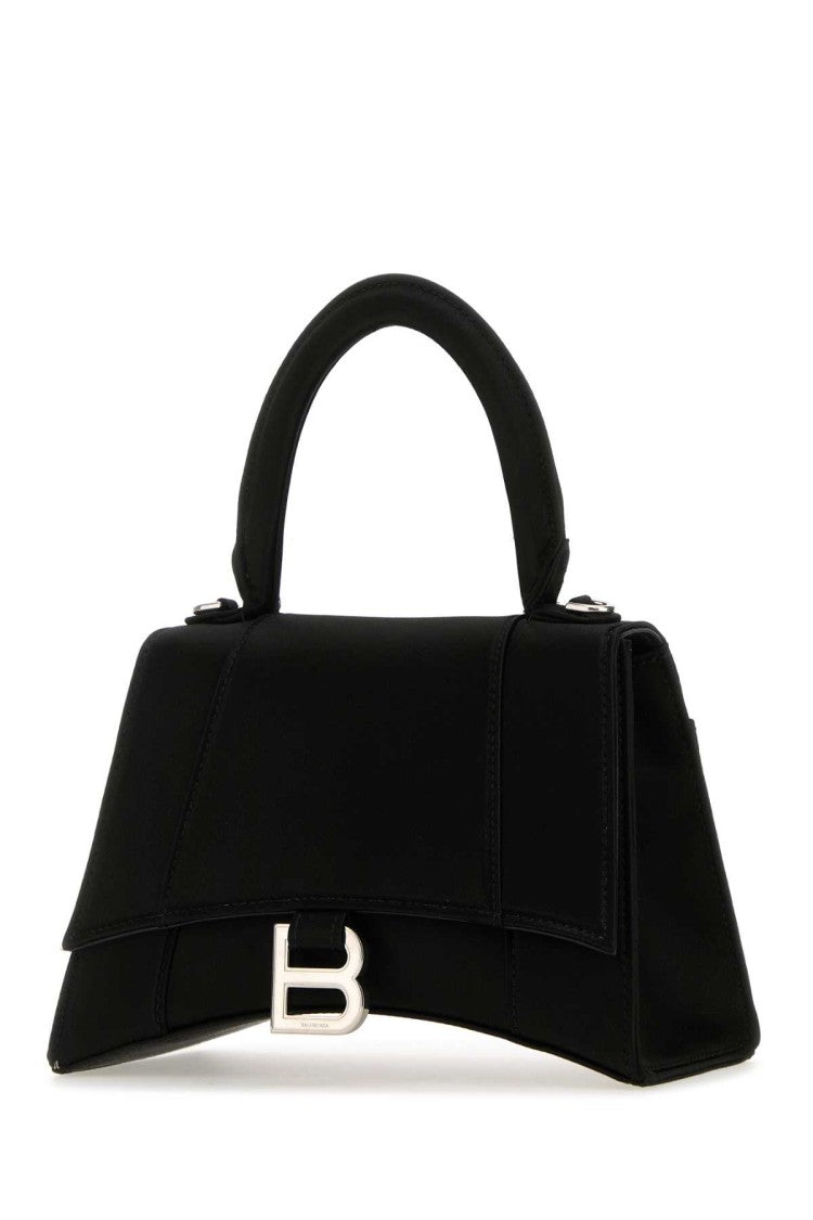 Balenciaga Black Satin Small Hourglass Handbag