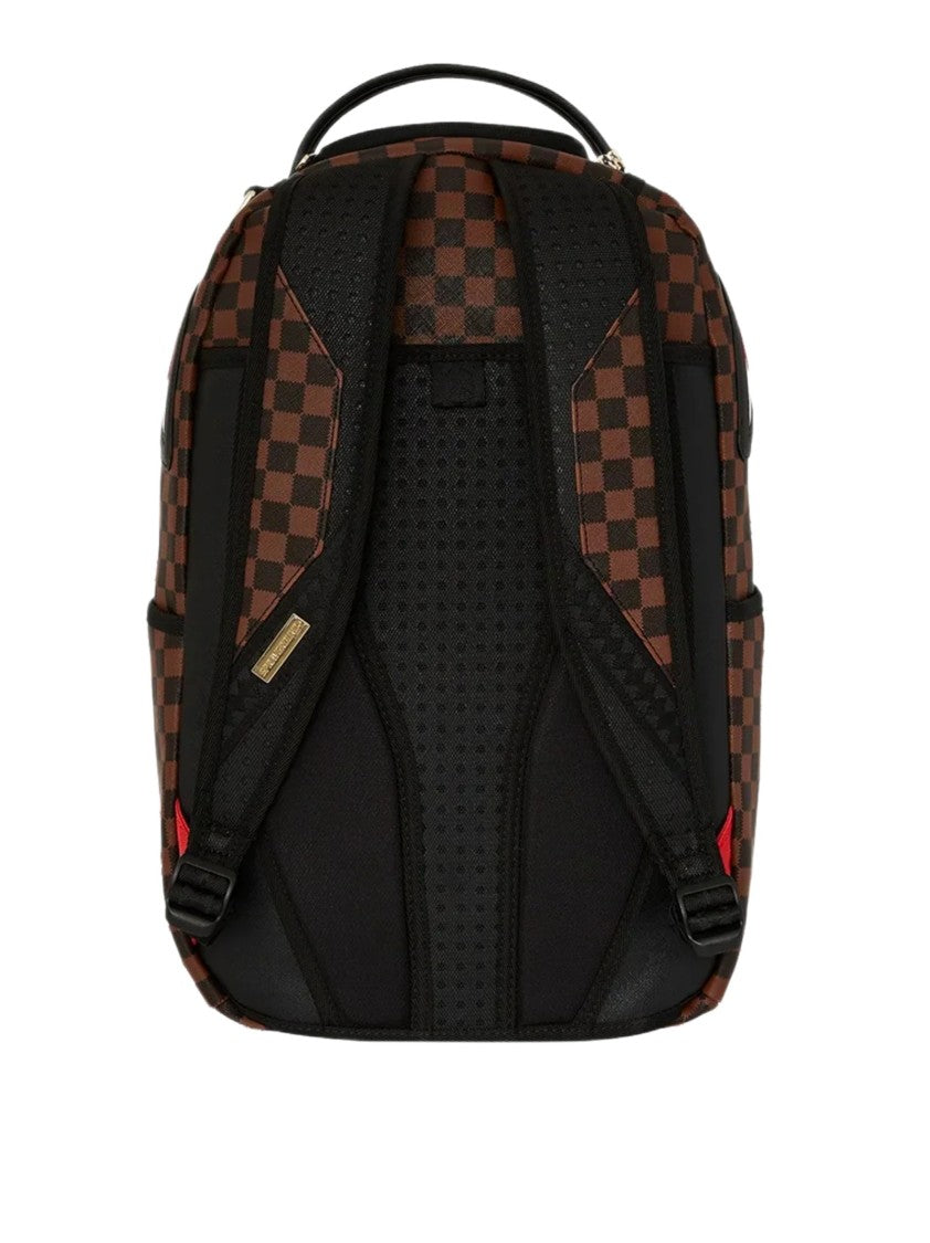 Sprayground Brown Checkered Sawtooth Shark Graphic Backpack