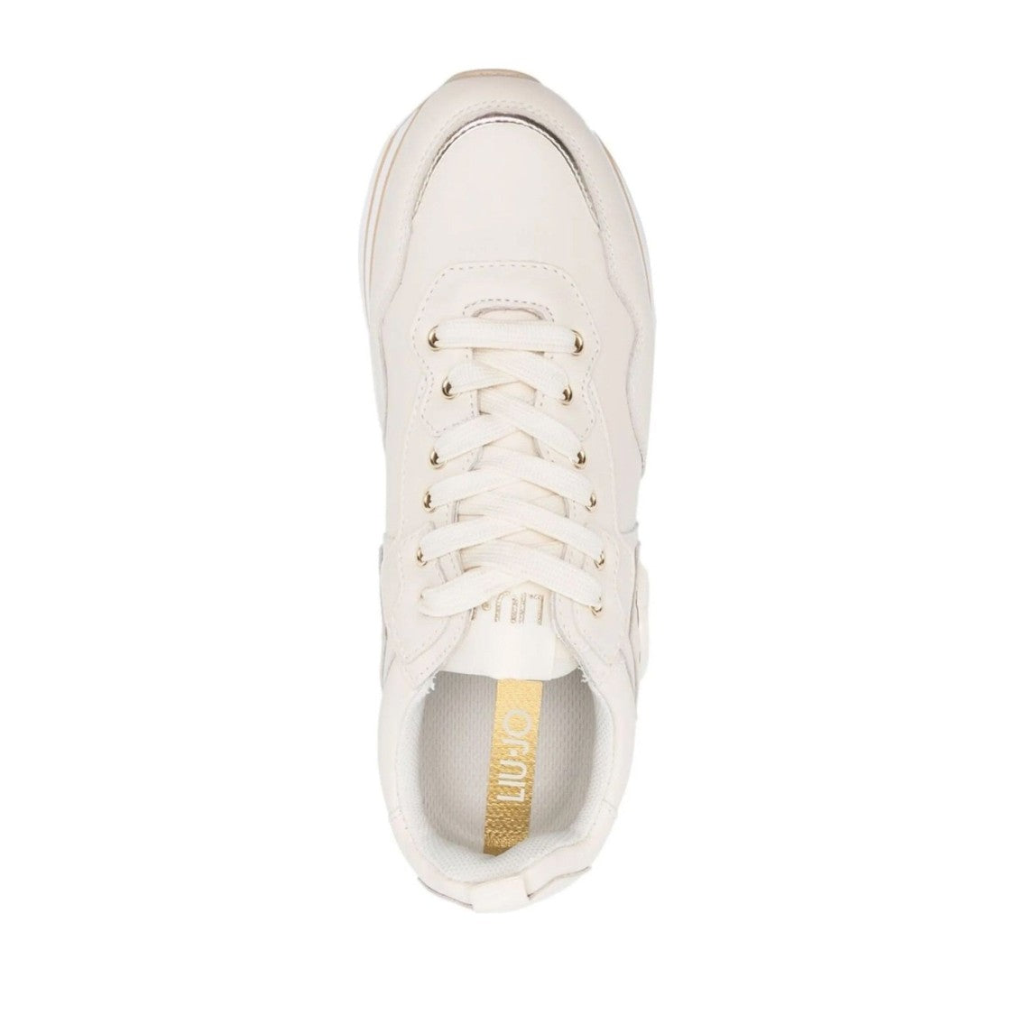 Liu Jo Beige Maxi Wonder 01 Sleek Metallic Accent Leather Sneakers