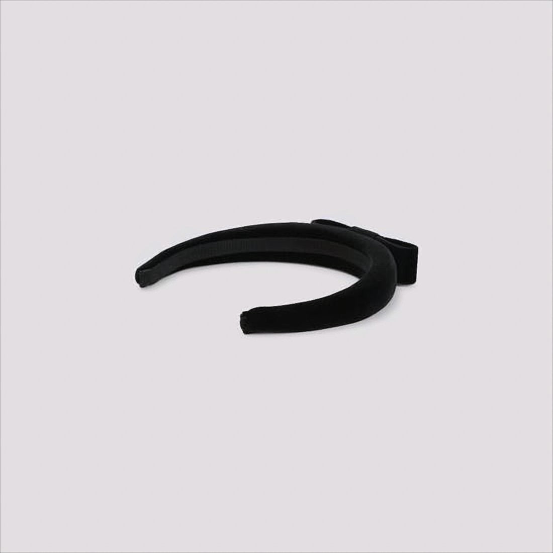 Prada Cotton Black Headband With Elegant Bow Detail