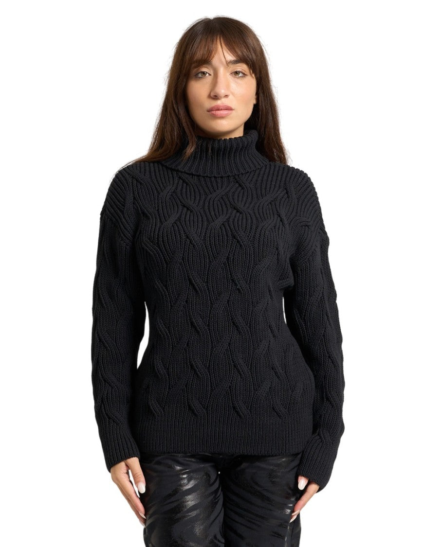 Armani Exchange Knit Turtleneck Sweater With Cable Pattern