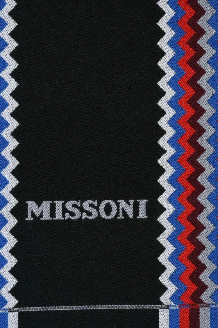 Missoni Black Blue Wool Scarf