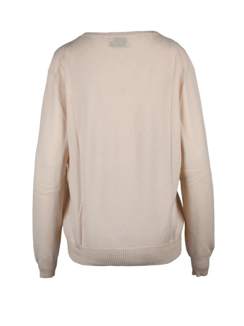 Be You Cashmere Knit Pullover With Classic V-Neck And Ribbed Cuffs