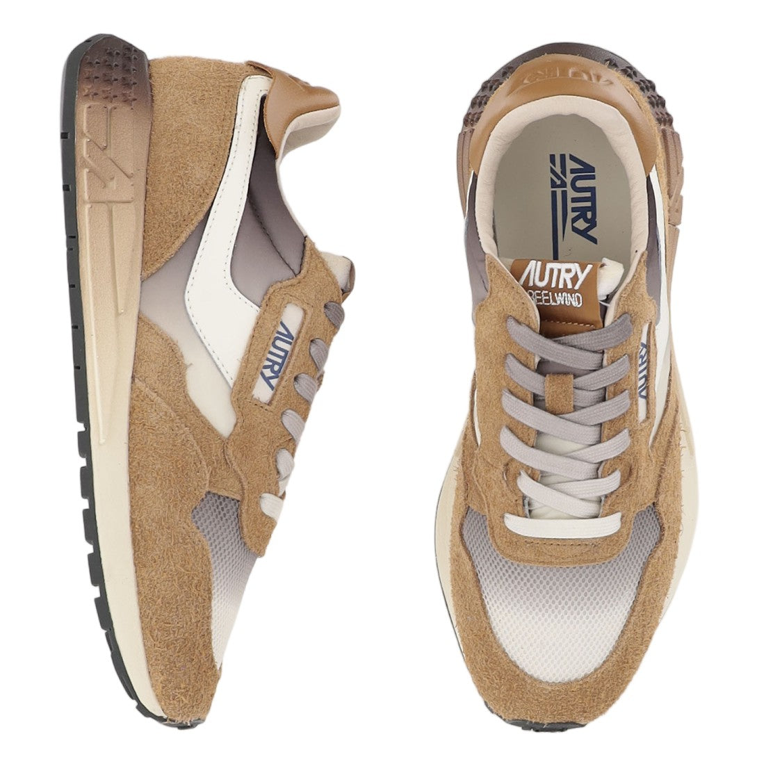 Autry Brown Leather Nylon Running Sneakers