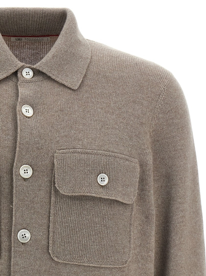 Brunello Cucinelli Shirt Collar Cashmere Cardigan
