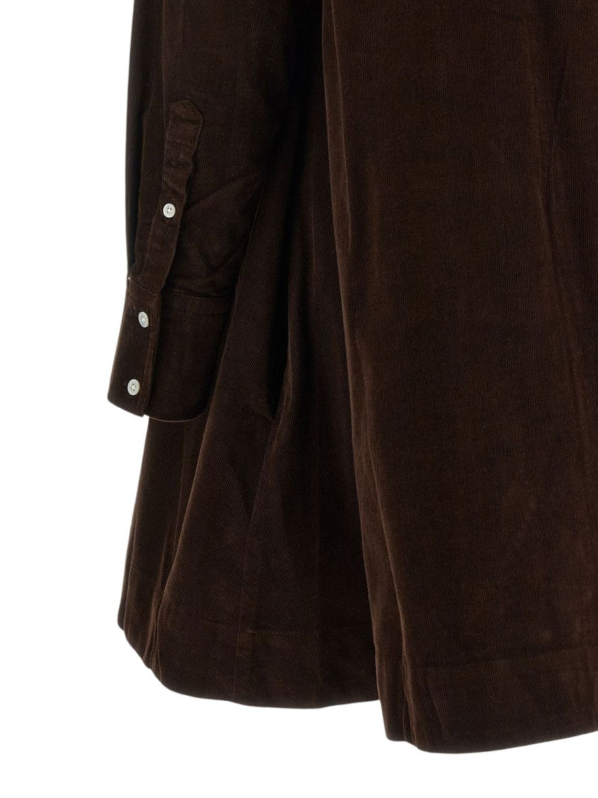 Polo Ralph Lauren Rich Brown Corduroy Shirt Dress With Classic Collar
