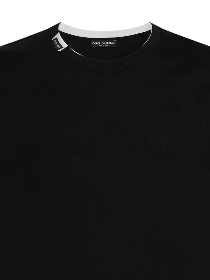 Dolce & Gabbana Black Crewneck Interior Collar Trim T-Shirt