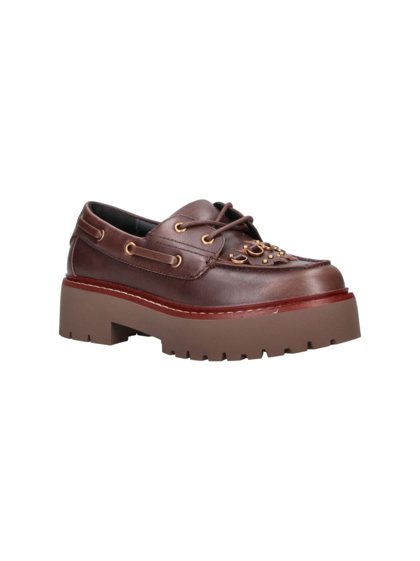 Pinko Brown Margaret 01 Platform Calfskin Shoes