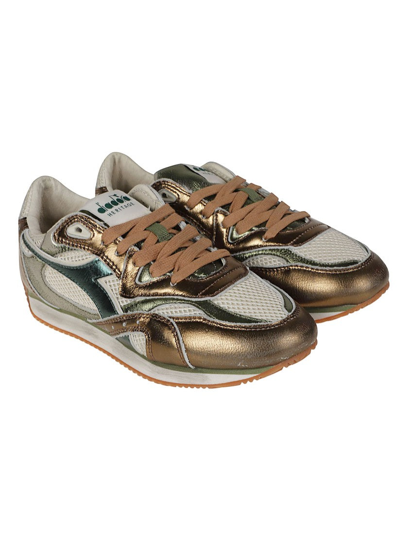 Diadora Equipe Revenge Metal Leather-Blend Low-Top Sneakers