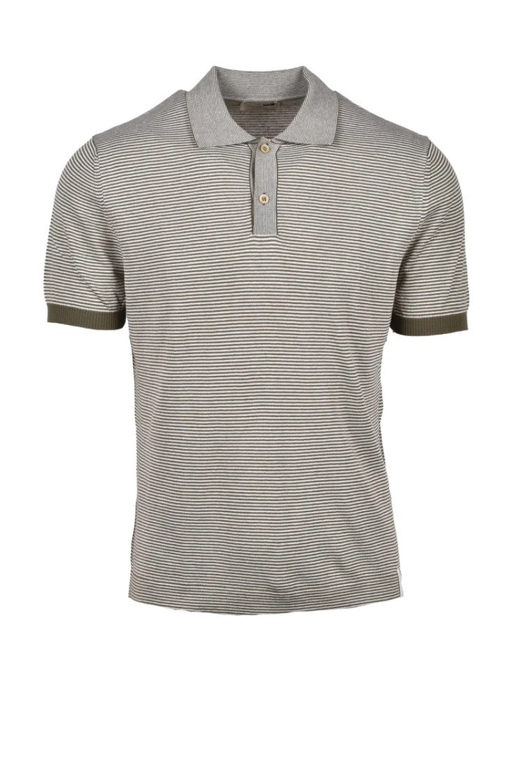 Brooksfield Cream/Green Knit Polo